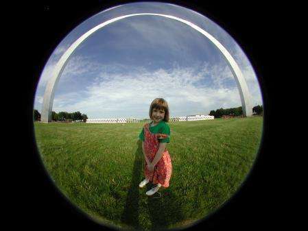 Madison in front of The Jefferson Expansion Monument